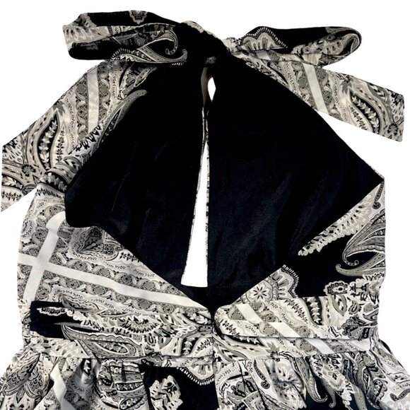 FOREVER 21 Y2K Style Black Paisley Halter Neck Sleeveless Maxi Dress Size Medium - Picture 5 of 9